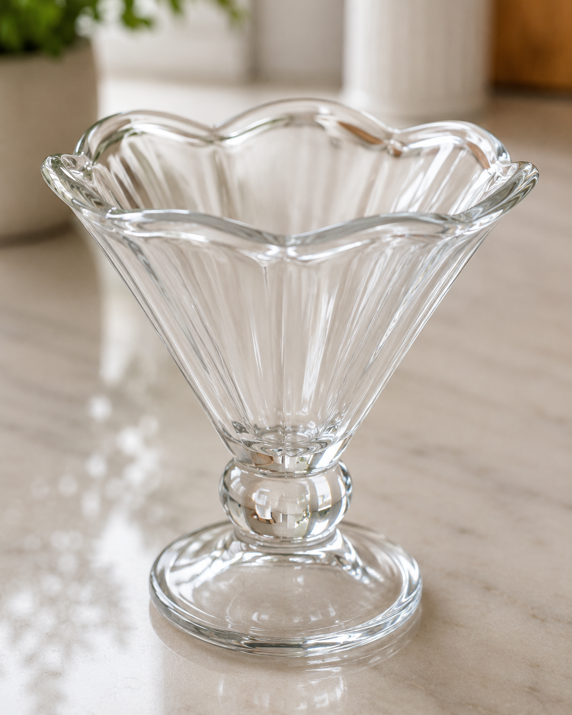 Elegant Clear Glass Dessert Bowl