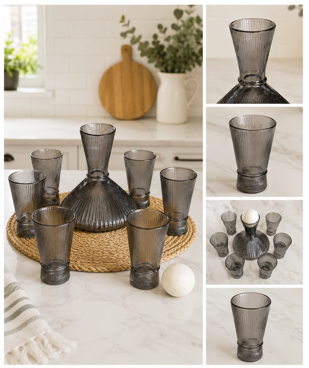 Glass Carrafe and Tumbler Set