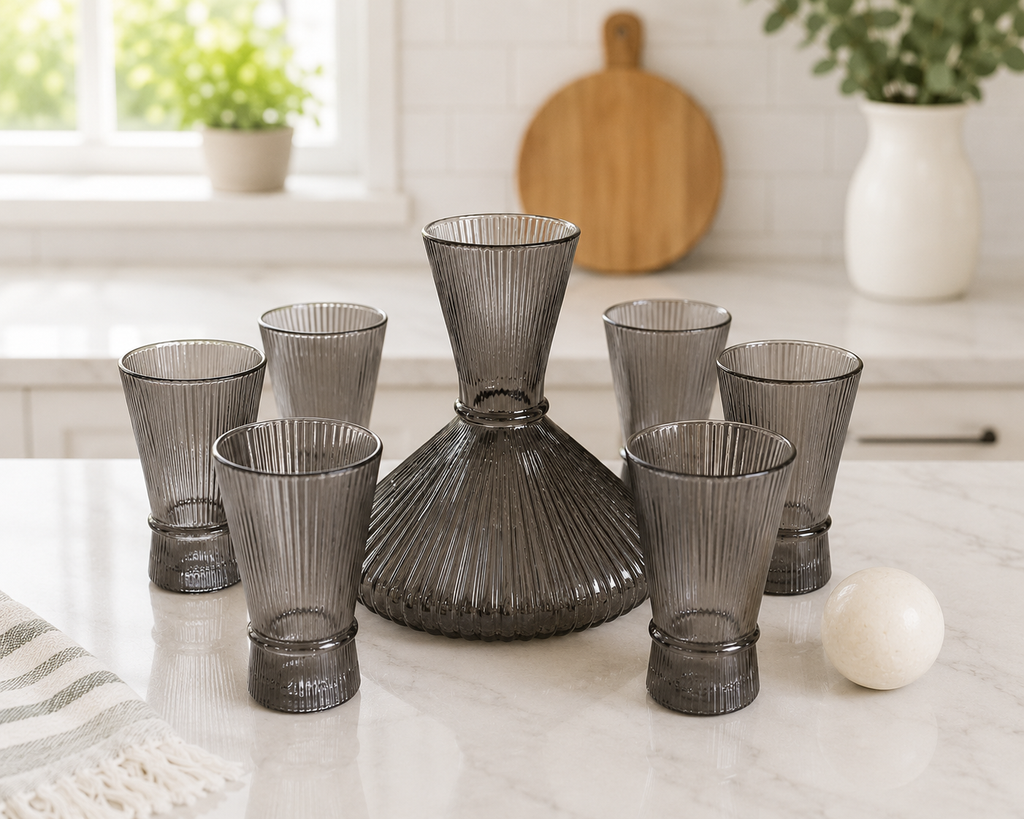 Glass Carrafe and Tumbler Set