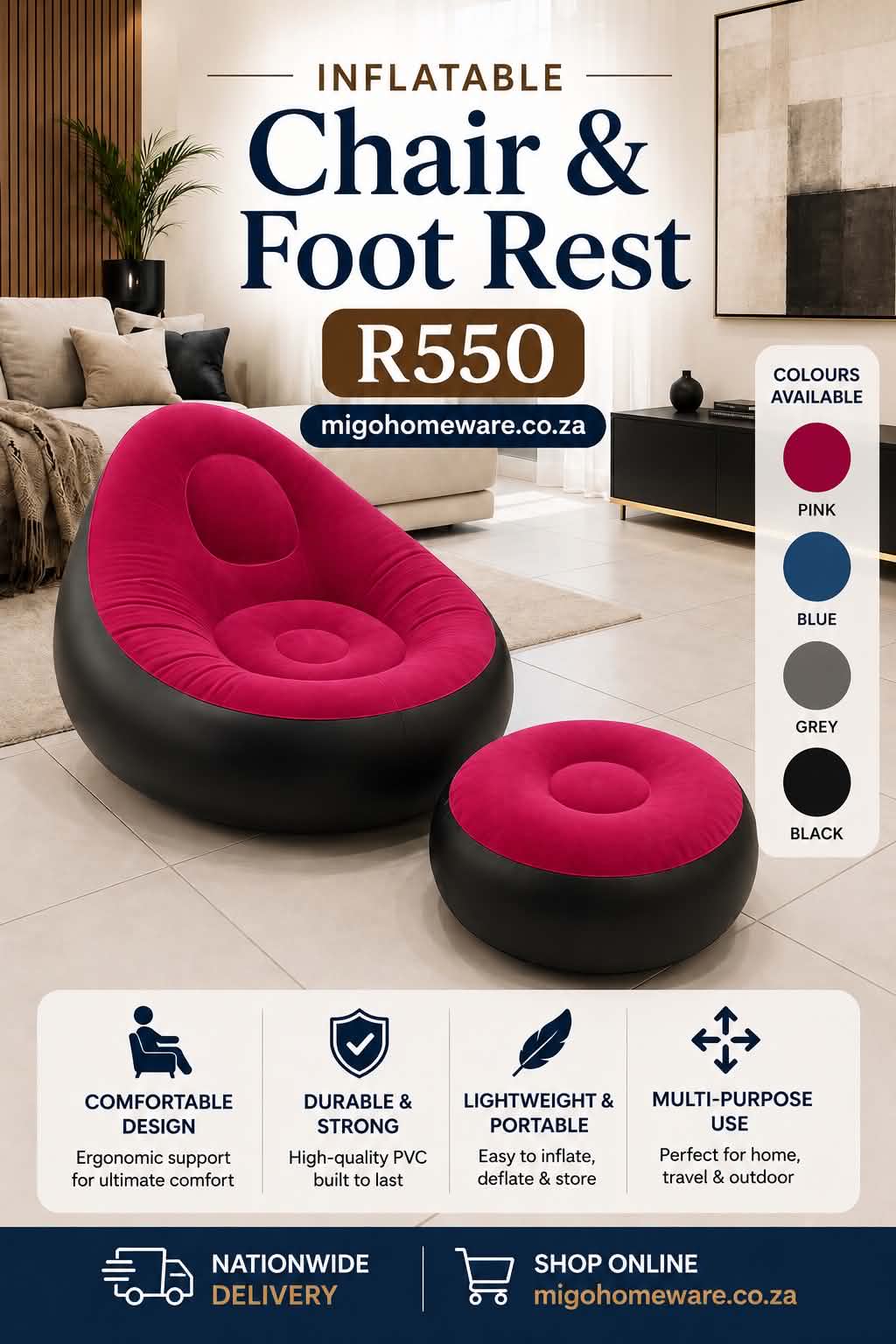 Inflatable Chair & Foot Rest